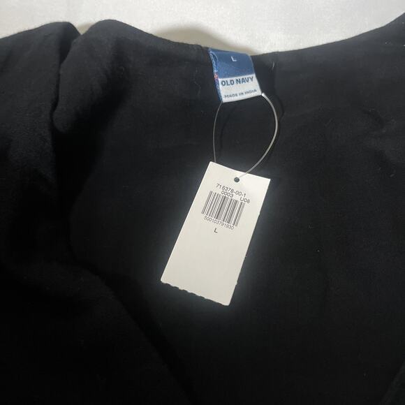 NEW Old Navy Flutter-Sleeve Textured Mini Swing Dress LBD 100% Cotton Black Sz L - Picture 5 of 8